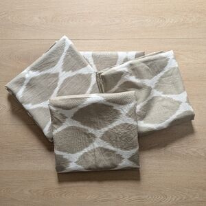 West Elm Beige and White Linen Curtains 4 Panels 48x96